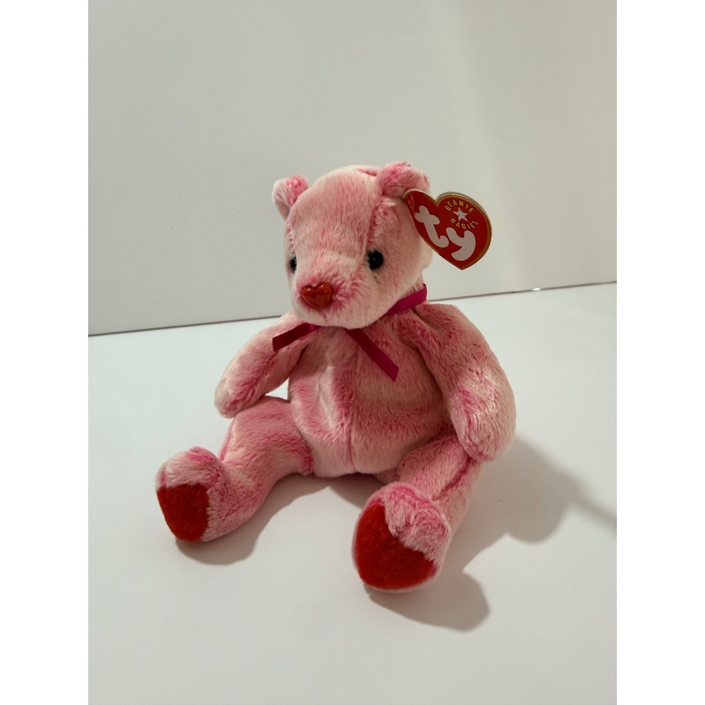 Ty Beanie Babies Romance Bear Unisex OS Pink Excellent Valentine Heart 2001